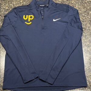 Nike Dark Blue Quarter-Zip Top with Yellow Accent